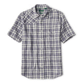 Space-Dyed Plaid Short-Sleeve Shirt