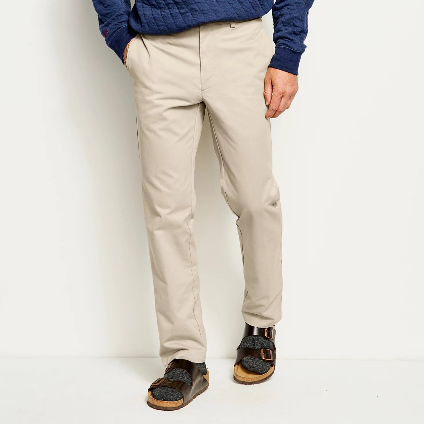 Ultimate Khakis Trim Fit Plain-Front Pants