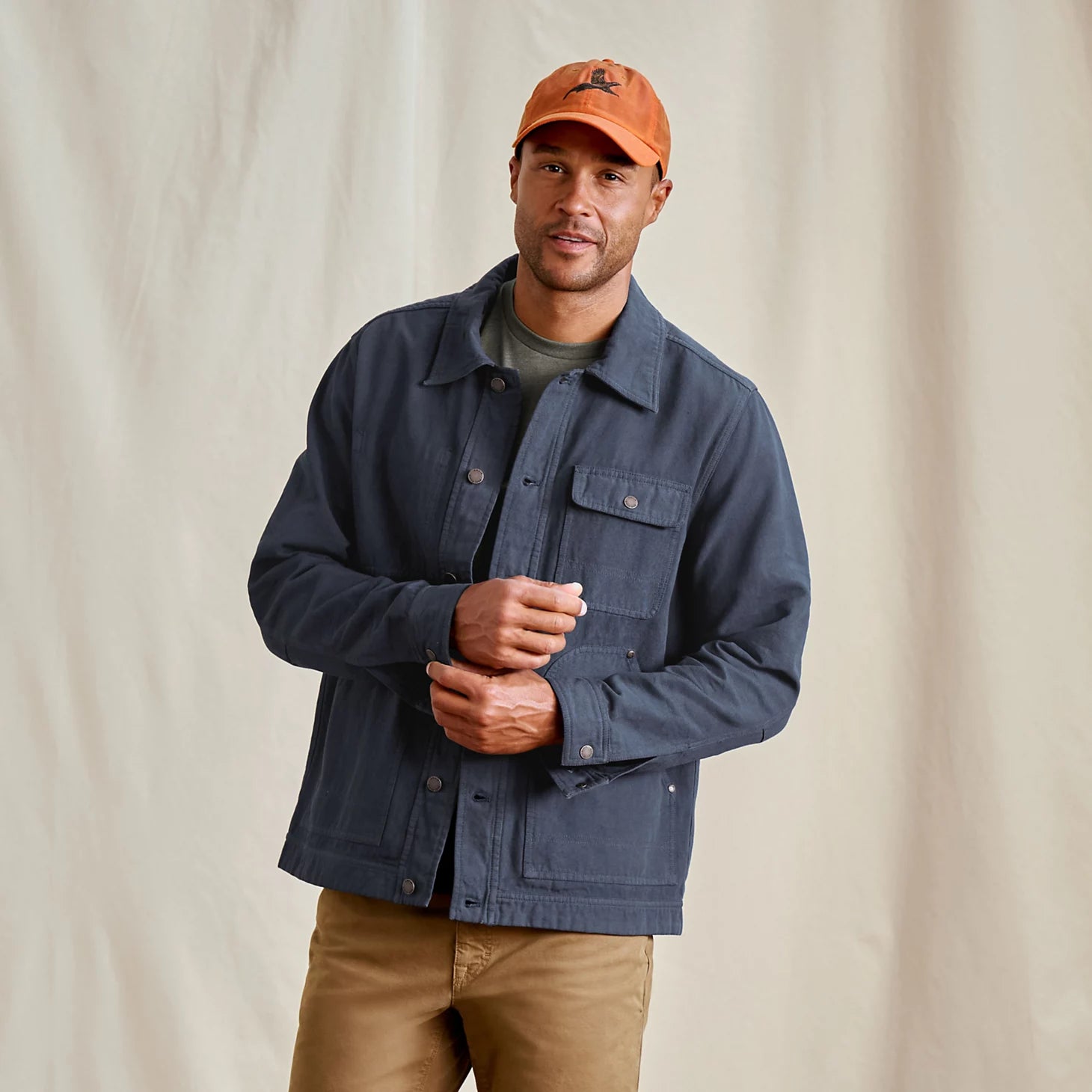 Garment-Dyed Hemp-Blend Utility Jacket