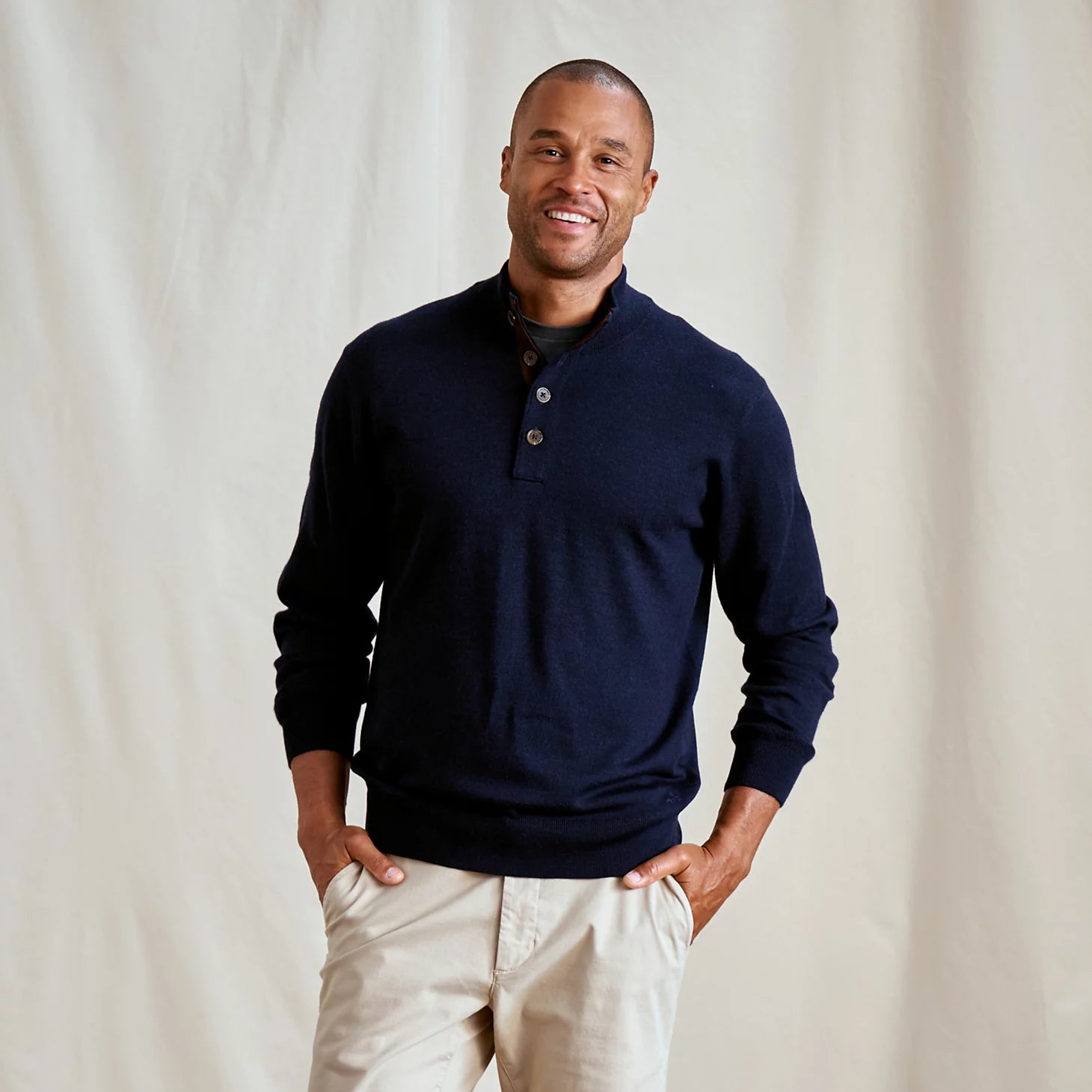 Merino Button Mockneck Sweater