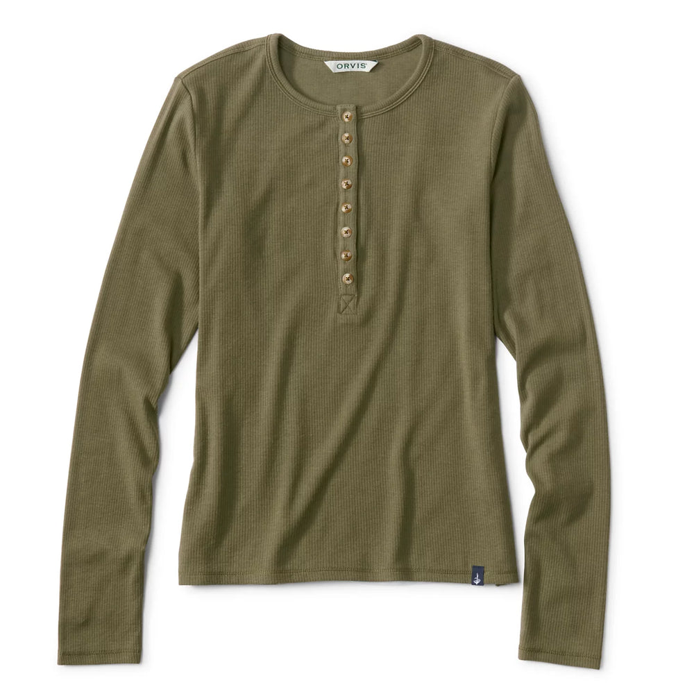 Ribbed Henley Long-Sleeve Tee