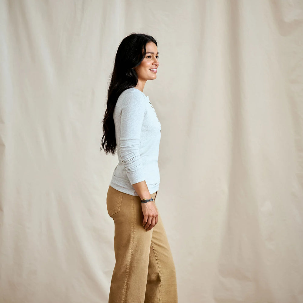 Ribbed Henley Long-Sleeve Tee