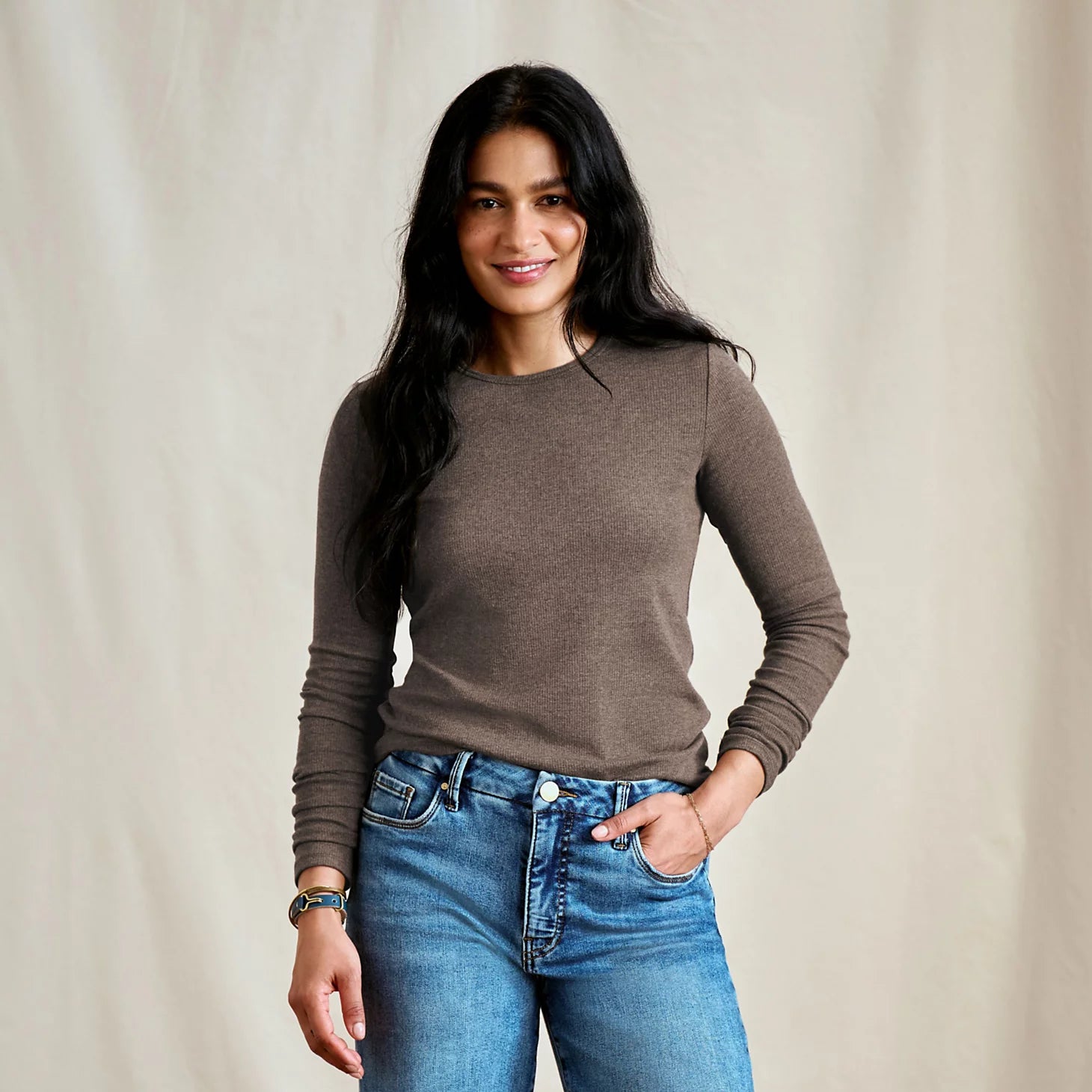 Ribbed Long-Sleeve Crew