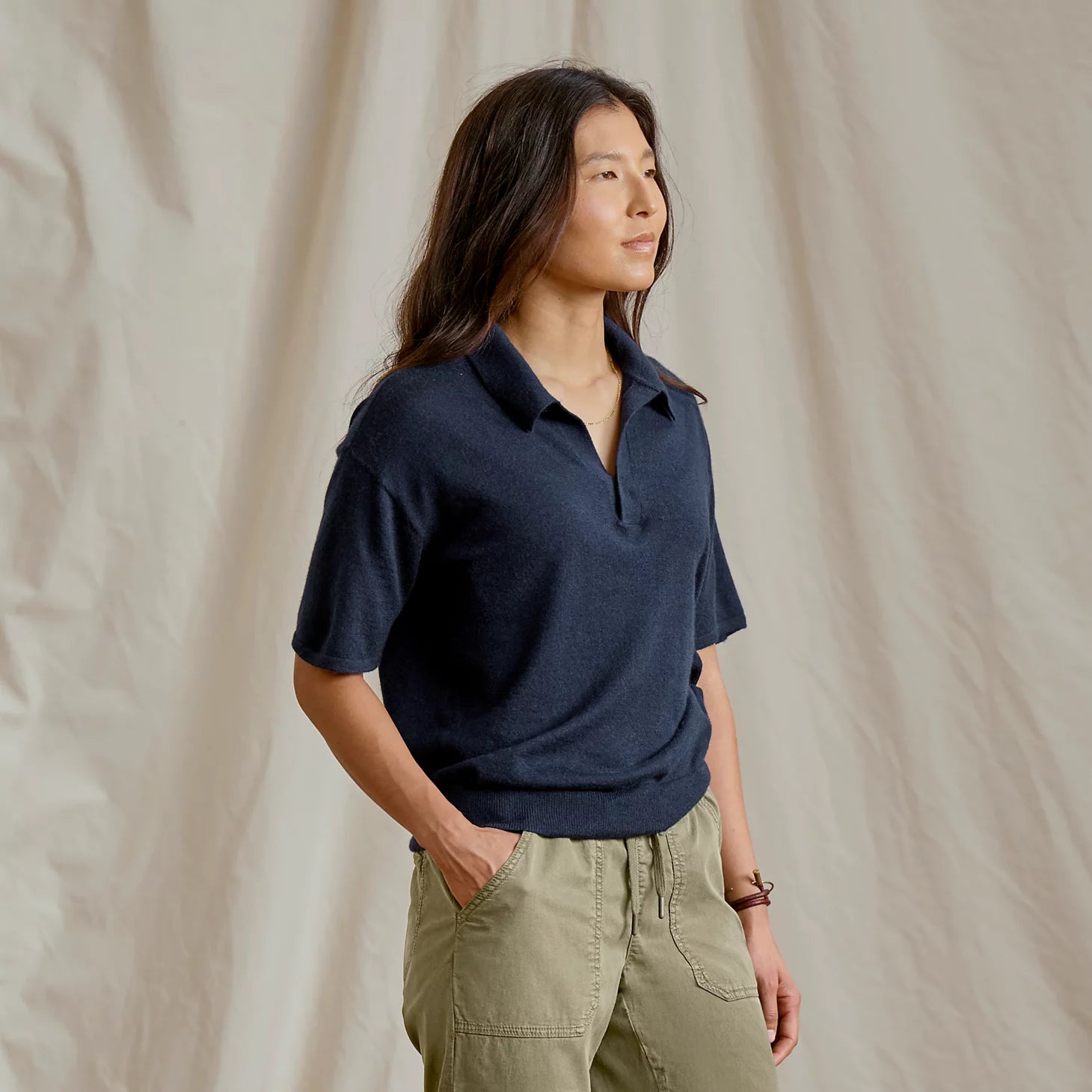Featherweight Cashmere Polo Tee