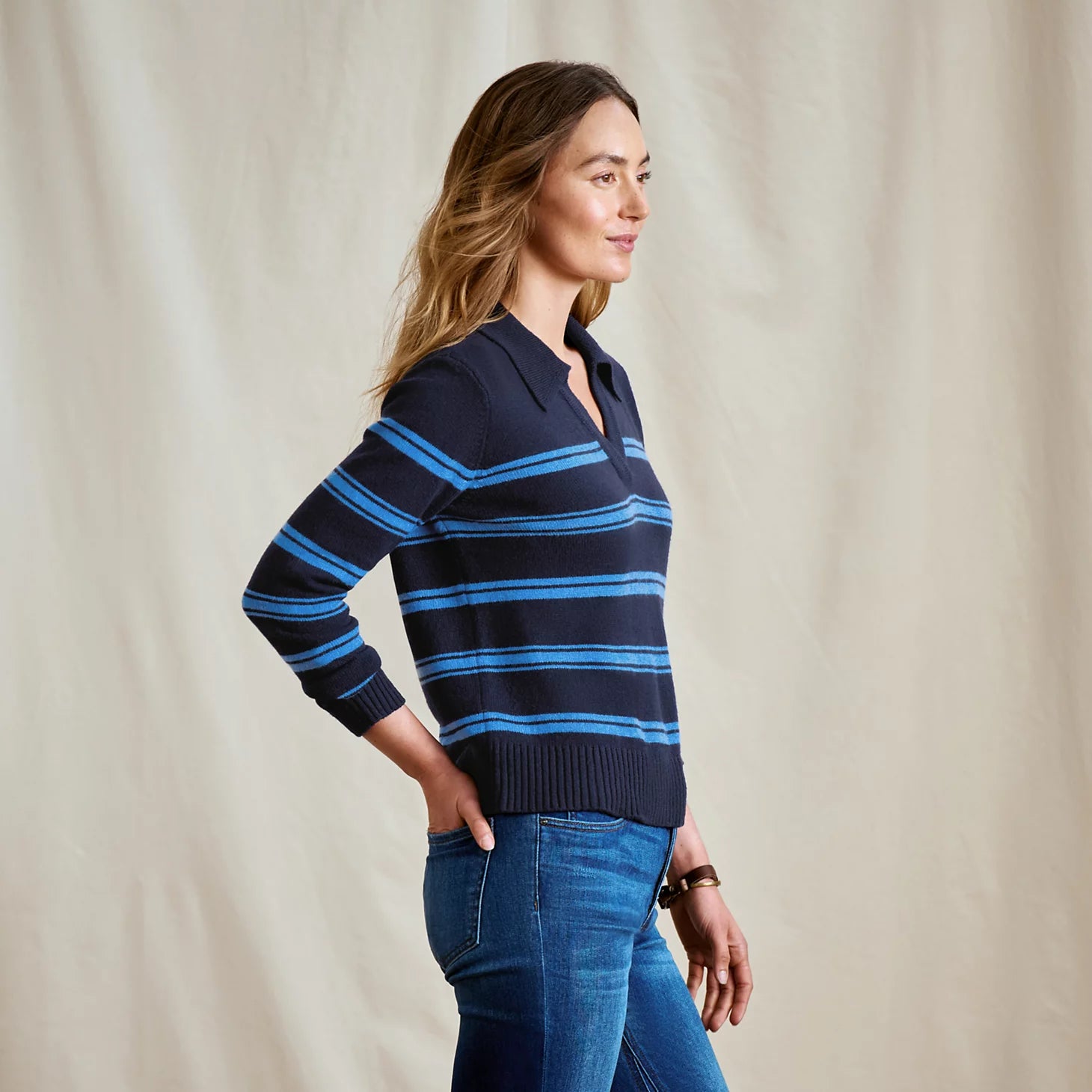 Brookside Striped Polo Sweater